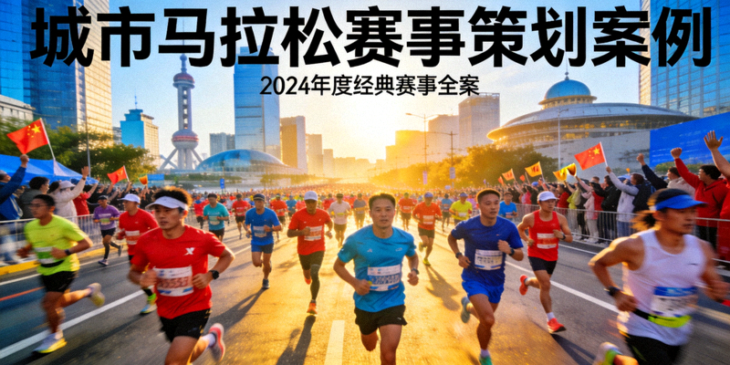 城市马拉松赛事策划案例封面 - 成千上万跑步者穿过城市街道的壮观场景