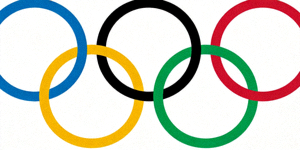 国际奥林匹克委员会 IOC 五环标志 - 蓝黄黑绿红五色圆环