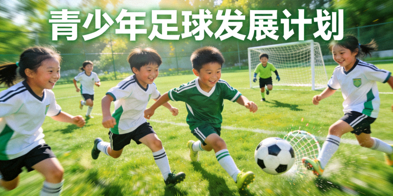 青少年足球发展计划封面 - 孩子们在绿茵场上快乐踢足球